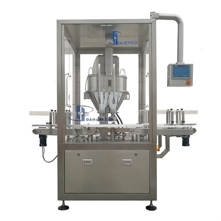 Automatic Double Head Auger Filler Machine With Turn Table